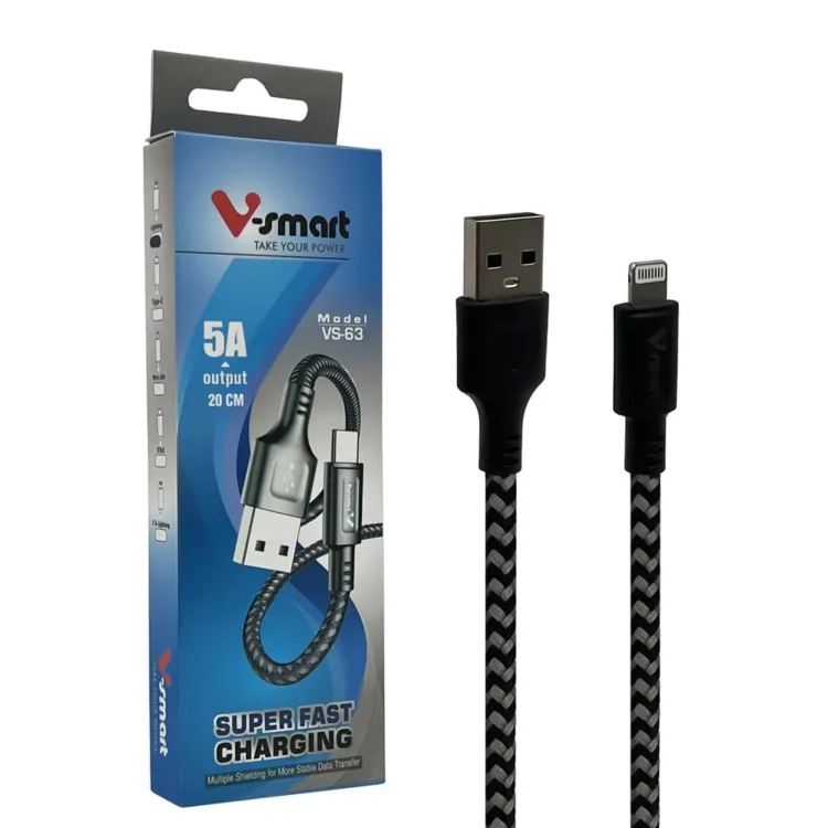 کابل تبدیل USB به لایتنینگ وی اسمارت مدل VS-63 طول 20 سانتی متر